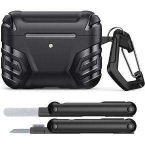 MoKo for AirPods Pro 3 Case (2025), Cool Armor Case Compatible with Apple AirPods Pro 3rd Generation, TPU Full Protective Shockproof Cover with Cleaner Kit & Keychain, Black in Saudi Arabia