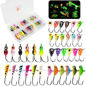 Ice Fishing Jigs Kit, 36/60/100pcs Micro Jig Heads Lures Hook Set for Winter Ice Jigging, Panfish, Perch, Trout, Bluegill, Walleye, Crappie Ice Fishing Lures Hooks Set with Storage Box in Saudi Arabia