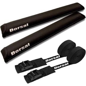 وسادات أرفف السقف من DORSAL Aero مع أشرطة ركوب الأمواج بطول 15 قدمًا - عبوة من 4 قطع لألواح ركوب الأمواج للسيارة Kayak SUP بوليستر طويل 28 بوصة أسود in Kuwait
