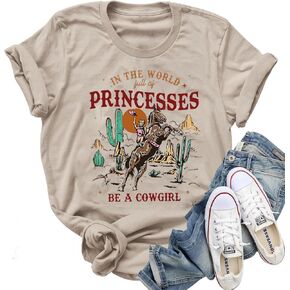 تي شيرت نسائي عتيق من راعية البقر - قمصان ذات رسومات غربية لأزياء مسابقات رعاة البقر والحفلات الموسيقية الريفية in Kuwait