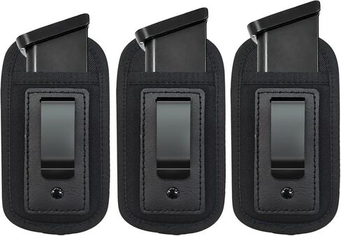 4-Pack Universal Magazine Holster Concealed Carry, IWB Handgun Mag Pouch, Single Double Stack Mags Holder Glock 17 19 26 43 Sig 1911 S&W M&P 9mm .40 .45 .380 Fits 7 10 15 Round Ammo Clips for Pistols in Saudi Arabia