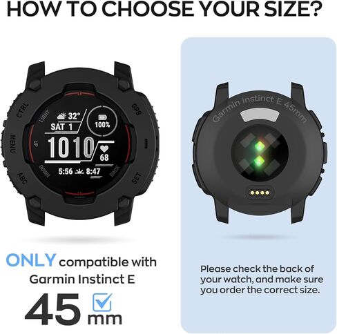 غطاء حماية متوافق مع Garmin Instinct E 45 ملم إطار حماية من مادة TPU للساعة الذكية Garmin Instinct E 45 ملم (أسود) in Kuwait