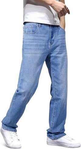 JMIERR Men's Regular Fit Straight Leg Jeans - Classic Casual Stretch Denim Pants for Men with 5 Pockets in Saudi Arabia