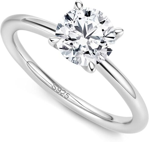 ASHINE 1 قيراط خاتم خطوبة مويسانيتي مستدير القطع، 925 فضة مطلية بالذهب سوليتير، VVS1 خاتم الوعد الوضوح للنساء in Kuwait