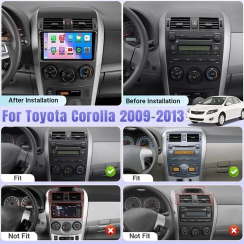 2G+32G Car Radio for Toyota Corolla 2009-2013 9 Inch IPS Touch Screen Car Stereo with Wireless Carplay/Android Auto, Bluetooth, GPS Navi, WiFi, FM, Bluetooth, Mirror Link, SWC, Backup Camera in Saudi Arabia