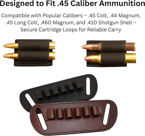 Daltech Force .45 Colt Cartridge Loop Holder Belt Slide Holster – Ammo Belt Slide with Bullet Loops – Magazine and Cartridge Holder in Saudi Arabia