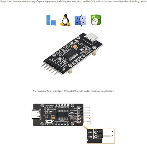 محول FT232RL USB إلى UART، لوحة محول تسلسلي من النوع C - ثابت 3.3 فولت/5 فولت TTL، التوصيل والتشغيل لنظام التشغيل Windows/Linux/MAC in Kuwait