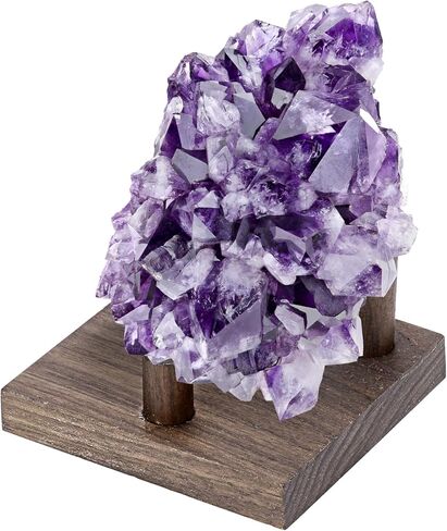 Hipiwe Walnut Crystal Display Stand Square Base Easel Stand Three Peg Stone Rock Holder for Fossil Coral Mineral Agate, Large in Saudi Arabia