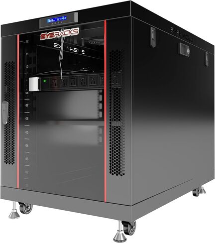 Sysracks 22U Premium Rack Mount Server، خزانة شبكة عميقة بعمق 35 بوصة، رف خادم مع مروحة، لوحات جانبية قابلة للإزالة، قفل باب زجاجي لخزانة الكمبيوتر، علبة حامل شبكة PR 22.900 in Saudi Arabia
