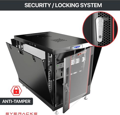 Sysracks 22U Premium Rack Mount Server، خزانة شبكة عميقة بعمق 35 بوصة، رف خادم مع مروحة، لوحات جانبية قابلة للإزالة، قفل باب زجاجي لخزانة الكمبيوتر، علبة حامل شبكة PR 22.900 in Saudi Arabia