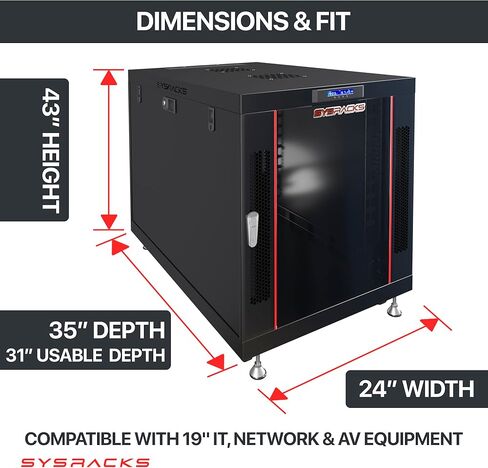 Sysracks 22U Premium Rack Mount Server، خزانة شبكة عميقة بعمق 35 بوصة، رف خادم مع مروحة، لوحات جانبية قابلة للإزالة، قفل باب زجاجي لخزانة الكمبيوتر، علبة حامل شبكة PR 22.900 in Saudi Arabia