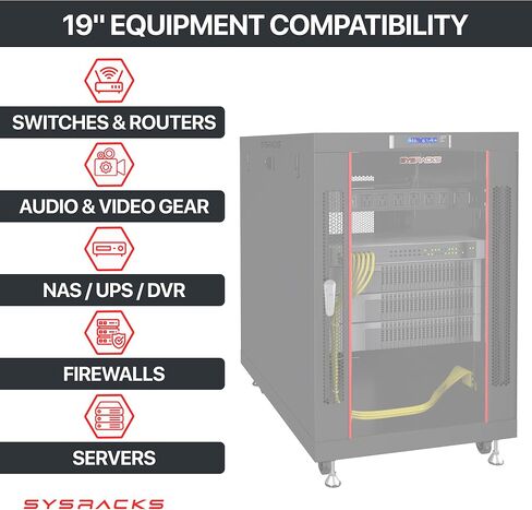 Sysracks 22U Premium Rack Mount Server، خزانة شبكة عميقة بعمق 35 بوصة، رف خادم مع مروحة، لوحات جانبية قابلة للإزالة، قفل باب زجاجي لخزانة الكمبيوتر، علبة حامل شبكة PR 22.900 in Saudi Arabia