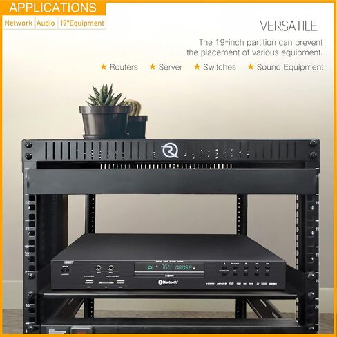 RIVECO 12U 19" Adjustable Depth Server Rack Floor Standing 4 Posts Construction with Load-Bearing Casters for Network Equipment +1U Rack Shelves 2PCS in Saudi Arabia