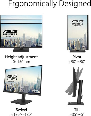 شاشة إرساء ASUS مقاس 24 بوصة USB-C (BE249CGN) - IPS، 120 هرتز، بدون إطار، RJ45، مكبرات صوت، ارتفاع قابل للتعديل، مريح، سلسلة تعاقبية، مزامنة الطاقة، العناية بالعين، قابلة للتركيب على الحائط وفقًا لمعايير VESA، ضمان 3 سنوات in Saudi Arabia