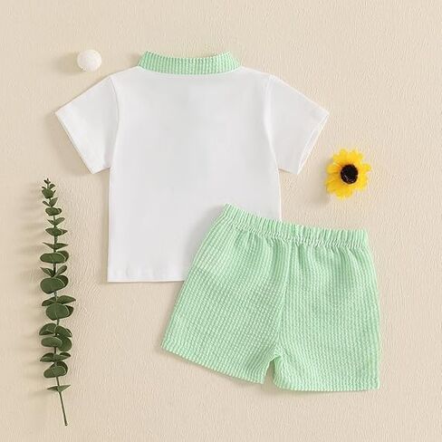 Toddler Baby Boys Summer Outfits Short Sleeve Embroidery T-shirt with Plaid Shorts Infant Summer Clothes Set in Saudi Arabia