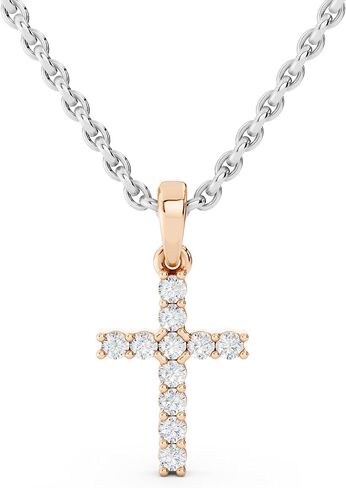 مجموعة Dazzlingrock قلادة الصليب الإلهي الكلاسيكية المستديرة من الألماس الأبيض للنساء من الذهب الخالص عيار 14 قيراط in Saudi Arabia
