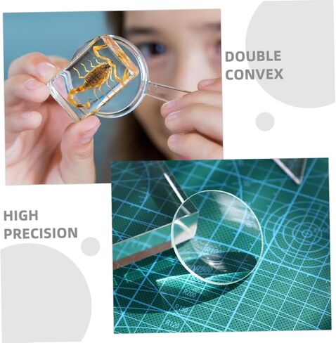 Garneck 2pcs Optical Glass Lenses Double Convex Microscope Physics Teaching Experiment Tools Biconvex Lens for Education in Saudi Arabia