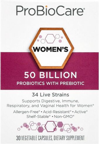 ProBioCare Probiotic for Women - Featuring 50 Billion CFUs for Maximum Efficacy - Supports Digestive Health, Promotes Vaginal Wellness, and Enhances Immune Function (60 Vegetable Capsules) in Saudi Arabia