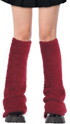 Moon Wood Leg Warmers for Girls Women Plush Kawaii Fuzzy Winter Warm Flared Thick Leg Warmers Lolita Goth Daily Casual in Saudi Arabia