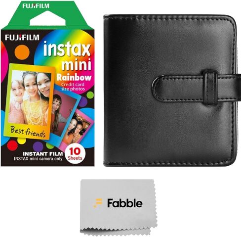 مجموعة أفلام Fujifilm Instax Mini Rainbow الفورية ذات 10 تعريضات مع ألبوم صور Instax Mini أسود يحمل 32 نسخة مطبوعة in Saudi Arabia