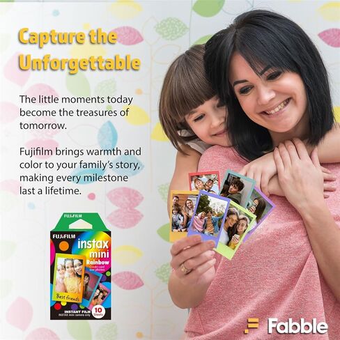 مجموعة أفلام Fujifilm Instax Mini Rainbow الفورية ذات 10 تعريضات مع ألبوم صور Instax Mini أسود يحمل 32 نسخة مطبوعة in Saudi Arabia