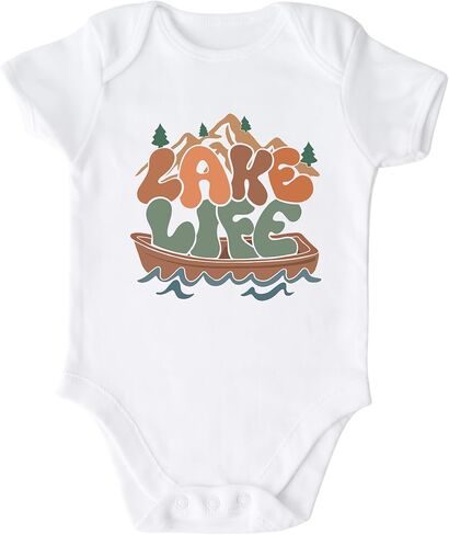 قميص لطيف للأطفال من Onesie® Lake Life ملابس أطفال مميزة مخصصة للجنسين هدية إعلان الطفل لملابس الأم حديثي الولادة in Kuwait
