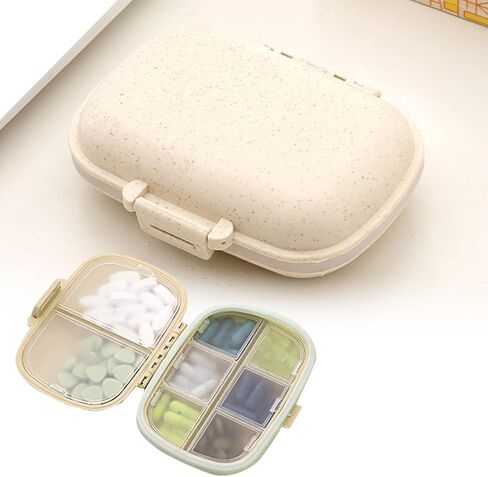 Travel Pill Organizer 8 Compartments Pill Case, Portable Folding Small Pill Box with Seal Ring Moisture Proof, Daily Pill Container Used for Carry Storage Medicine Organizer (Green) in Saudi Arabia