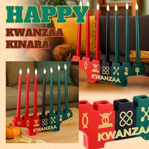 Mumufy Kwanzaa Kinara Kwanzaa Candle Holder Double Sided Wooden Celebration Decorations for Table Centerpiece African Heritage Holiday Party Decor(Stylish Style) in Saudi Arabia