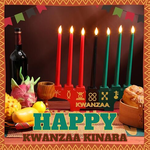 Mumufy Kwanzaa Kinara Kwanzaa Candle Holder Double Sided Wooden Celebration Decorations for Table Centerpiece African Heritage Holiday Party Decor(Stylish Style) in Saudi Arabia