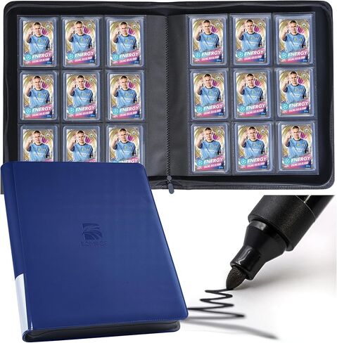 16 Pocket Toploader Binder ، يحمل 640 Top Loaders - Bremium Top Loader Binder مع الأكمام لحاملي البطاقات الصلبة 3 "× 4" لبطاقات التداول أو البطاقات الرياضية - أسود كلاسيكي in Saudi Arabia