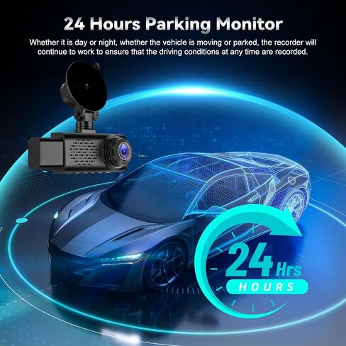 NHOPEEW 2.5K 3 Channel Dash Cam with WiFi & APP Control - 3.16 Inch Screen Triple Dash Camera Front Inside and Rear - G-Sensor/Loop Recording/Night Vision/GPS/Split Screen + 64GB Card in Saudi Arabia