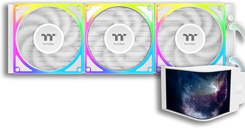 Thermaltake MAGCurve 360 Ultra CPU Liquid Cooler; Intel/AMD Compatible; 3x120mm 500~2500rpm TOUGHFAN EX ARGB;MAGForce 2.0; 6.67" AMOLED 60Hz;Swappable Fan Blades;TT RGB Plus 3.0; Snow;CL-W454-PL12SW-A in Saudi Arabia