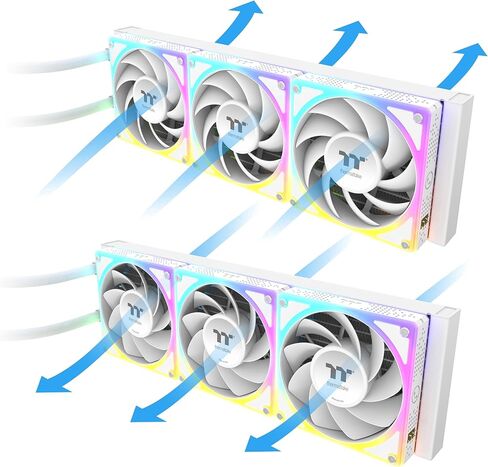 Thermaltake MAGCurve 360 Ultra CPU Liquid Cooler; Intel/AMD Compatible; 3x120mm 500~2500rpm TOUGHFAN EX ARGB;MAGForce 2.0; 6.67" AMOLED 60Hz;Swappable Fan Blades;TT RGB Plus 3.0; Snow;CL-W454-PL12SW-A in Saudi Arabia