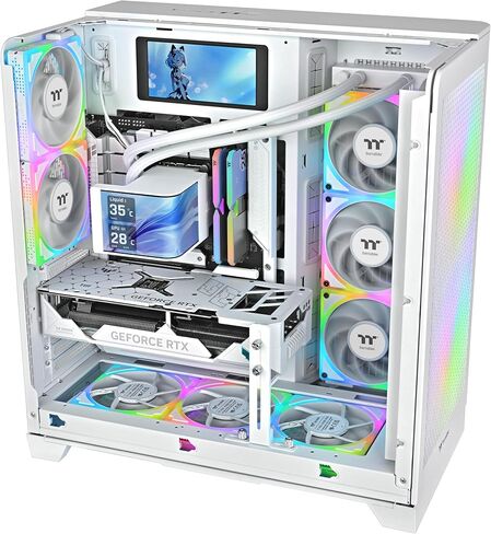 Thermaltake MAGCurve 360 Ultra CPU Liquid Cooler; Intel/AMD Compatible; 3x120mm 500~2500rpm TOUGHFAN EX ARGB;MAGForce 2.0; 6.67" AMOLED 60Hz;Swappable Fan Blades;TT RGB Plus 3.0; Snow;CL-W454-PL12SW-A in Saudi Arabia