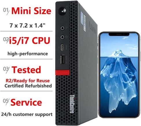 Lenovo ThinkCentre M920q Tiny Desktop Intel i5-8500T Up to 3.50GHz 32GB RAM New 512GB NVMe SSD Built-in AX210 Wi-Fi 6E BT HDMI Dual Monitor Support Wireless Keyboard and Mouse Win11 Pro (Renewed) in Saudi Arabia