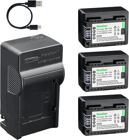 بطارية Kastar قطعتان وشاحن تيار متردد وUSB-C، متوافق مع Canon BP-718 BP-727، VIXIA HF M50 M52 M500، سلسلة HF R30-R82، سلسلة HF R300-R800، LEGRIA HF M36-M88، HF M306-M806، شاحن CG-700 in Kuwait
