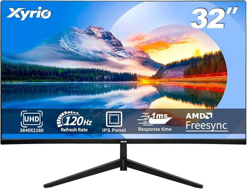 شاشة كمبيوتر، شاشة كمبيوتر 4K (3840 × 2160) حتى 120 هرتز، شاشة ألعاب 32 بوصة، شاشات ألعاب مع 99% sRGB، AMD FreeSync، لوحة IPS، شاشات كمبيوتر مع شاشة عرض 1 مللي ثانية، قابلة للتركيب على VESA، أسود in Saudi Arabia