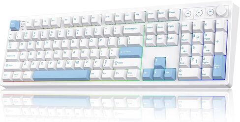 MechLands Vibe108 Full Size Mechanical Keyboard with Knob & Multimedia Buttons, Wireless Gaming Keyboard with 10000mAh Battery, RGB Backlits, 104 Keys Hot Swappable, Custom Driver (Vela Silent Switch) in Saudi Arabia