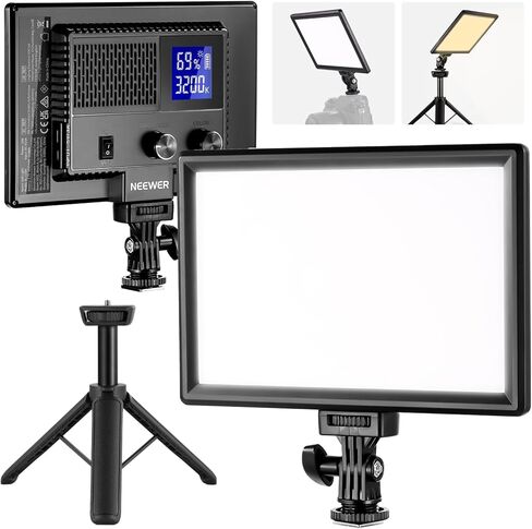 NEEWER NL-116AI لوحة إضاءة فيديو LED مقاس 9 بوصات مع حامل ثلاثي القوائم للمكتب + ميكروفون لاسلكي CM28 PRO لأجهزة iPhone iPad Android وكاميرا الكمبيوتر الشخصي، 3200~5600K تصوير فوتوغرافي وتسجيل فيديو وإضاءة متدفقة in Saudi Arabia