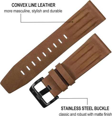 سوار Dhwazz للرجال لـ Fenix ​​8 51 مم / 7X / 6X Pro / 5X Plus، حزام سريع التركيب 26 مم من الجلد الأصلي لـ Garmin Instinct 3 Solar 50 مم / Epix Pro 51 مم in Kuwait