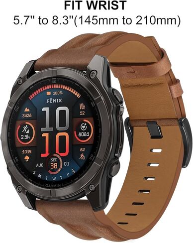 سوار Dhwazz للرجال لـ Fenix ​​8 51 مم / 7X / 6X Pro / 5X Plus، حزام سريع التركيب 26 مم من الجلد الأصلي لـ Garmin Instinct 3 Solar 50 مم / Epix Pro 51 مم in Kuwait