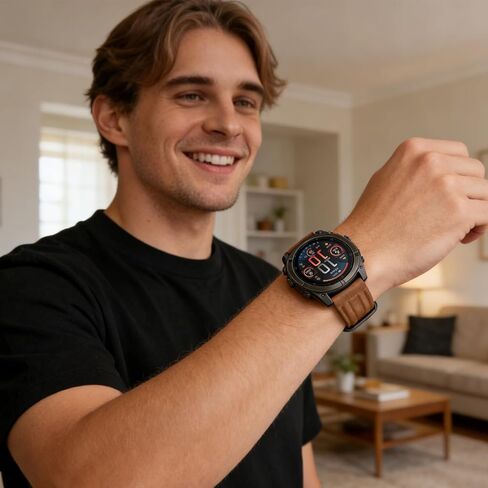 سوار Dhwazz للرجال لـ Fenix ​​8 51 مم / 7X / 6X Pro / 5X Plus، حزام سريع التركيب 26 مم من الجلد الأصلي لـ Garmin Instinct 3 Solar 50 مم / Epix Pro 51 مم in Kuwait