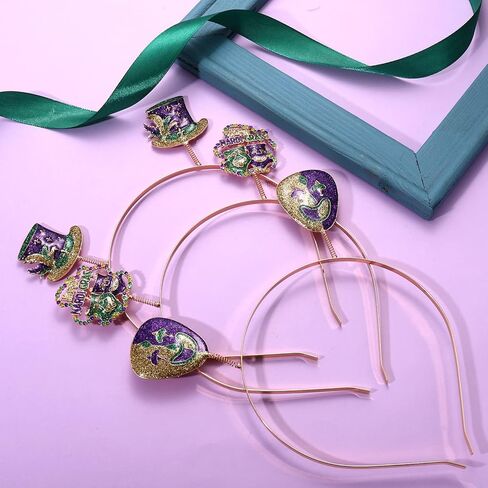 BVGA Mardi Gras إكسسوارات الشعر قناع لامع للمهرجانات تاج أرجواني معدني عصابة رأس للنساء والفتيات وحفلات الكرنفال in Saudi Arabia