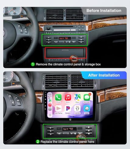 وحدة رأس ستيريو راديو السيارة أندرويد 9 بوصة لسيارة BMW 3 Series 1999-2005(E46) مع Carplay Android Auto Camera Mirroring Touch Screen GPS Navigation استبدال in Saudi Arabia