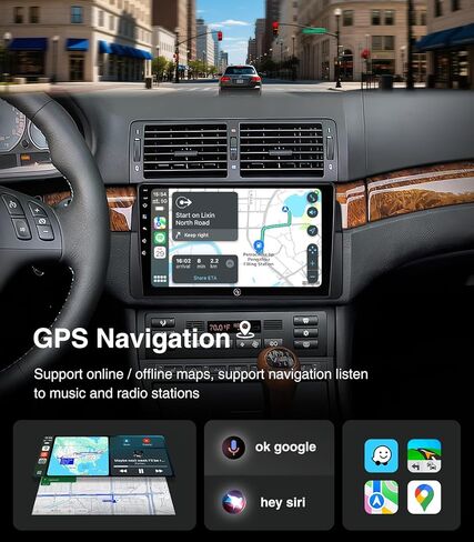 وحدة رأس ستيريو راديو السيارة أندرويد 9 بوصة لسيارة BMW 3 Series 1999-2005(E46) مع Carplay Android Auto Camera Mirroring Touch Screen GPS Navigation استبدال in Saudi Arabia