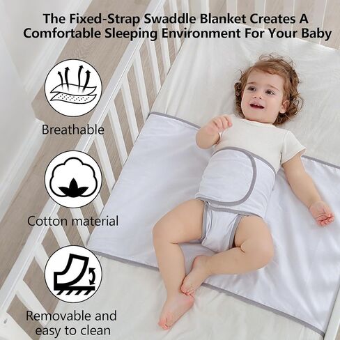 Gonetre Cotton Swaddle Blanket with Detachable Belly Band Prevent Rolling Over and Soothe Baby Sleep Suitable for Newborns and Infants in Saudi Arabia