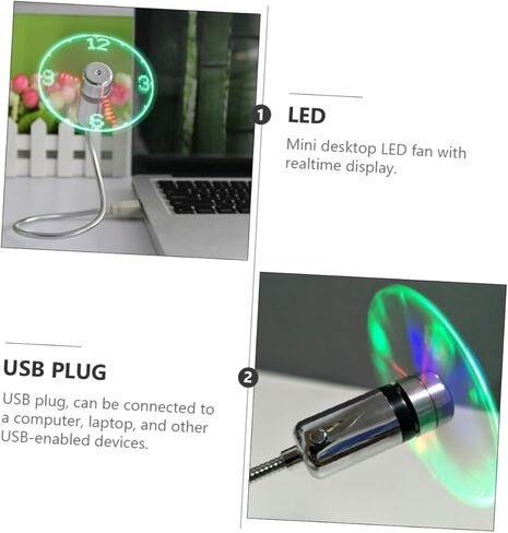 USB Clock Fan with Light Real-time Display Portable Mini USB Cooling Fan for Office Home Use Quiet Personal Gadget in Saudi Arabia