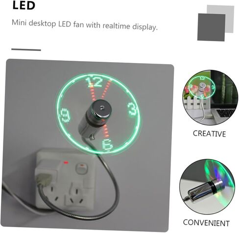 USB Clock Fan with Light Real-time Display Portable Mini USB Cooling Fan for Office Home Use Quiet Personal Gadget in Saudi Arabia