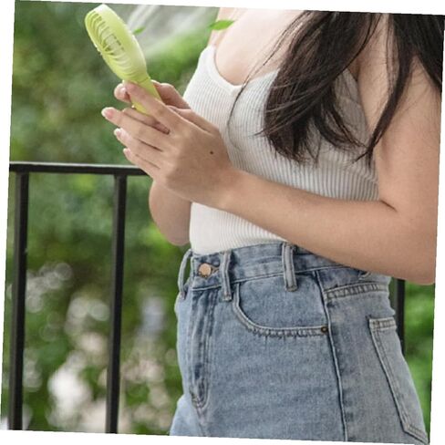 TEHAUX USB Folding Handheld Mini Fan for Home and Office, Portable Rechargeable USB Fan in Fluorescent Green, Compact 85x35x193mm for Travel and Personal Cooling in Saudi Arabia