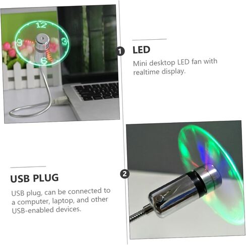مروحة ساعة USB محمولة مع شاشة عرض LED للوقت، مروحة تبريد صغيرة قابلة لإعادة الشحن للسفر في المكتب المنزلي in Kuwait